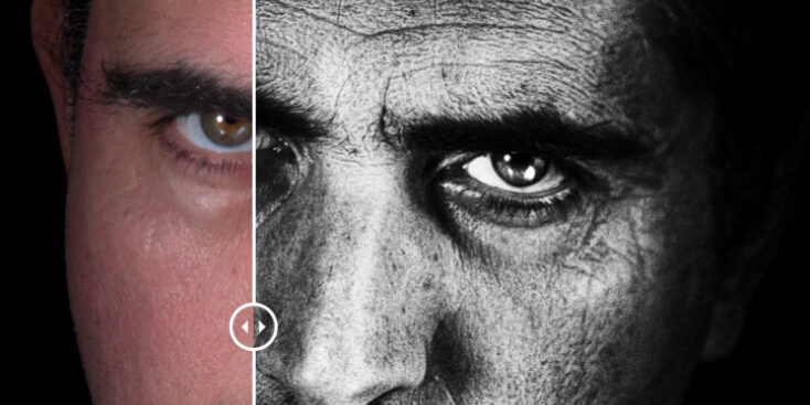 Visage de Philippe avant après retouches compositing photoshop